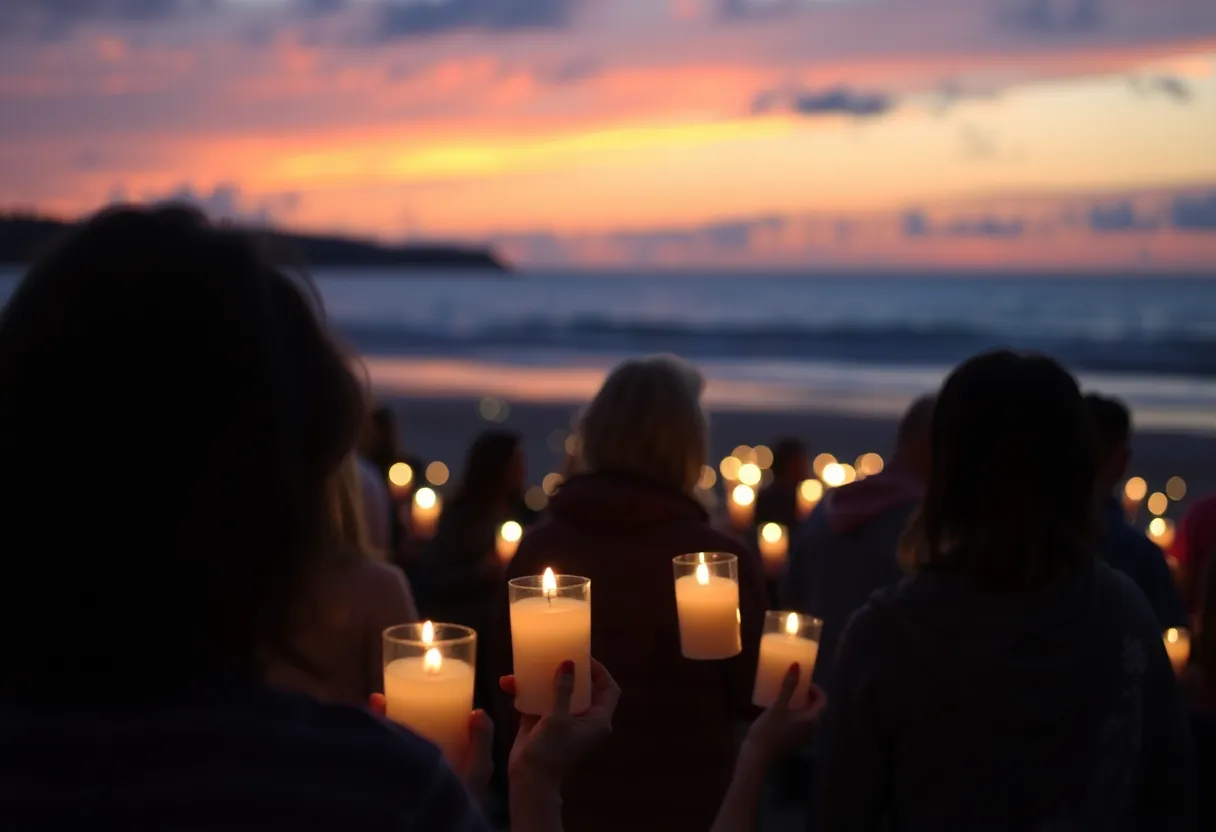 Candlelight vigil held by the community for victims of domestic violence