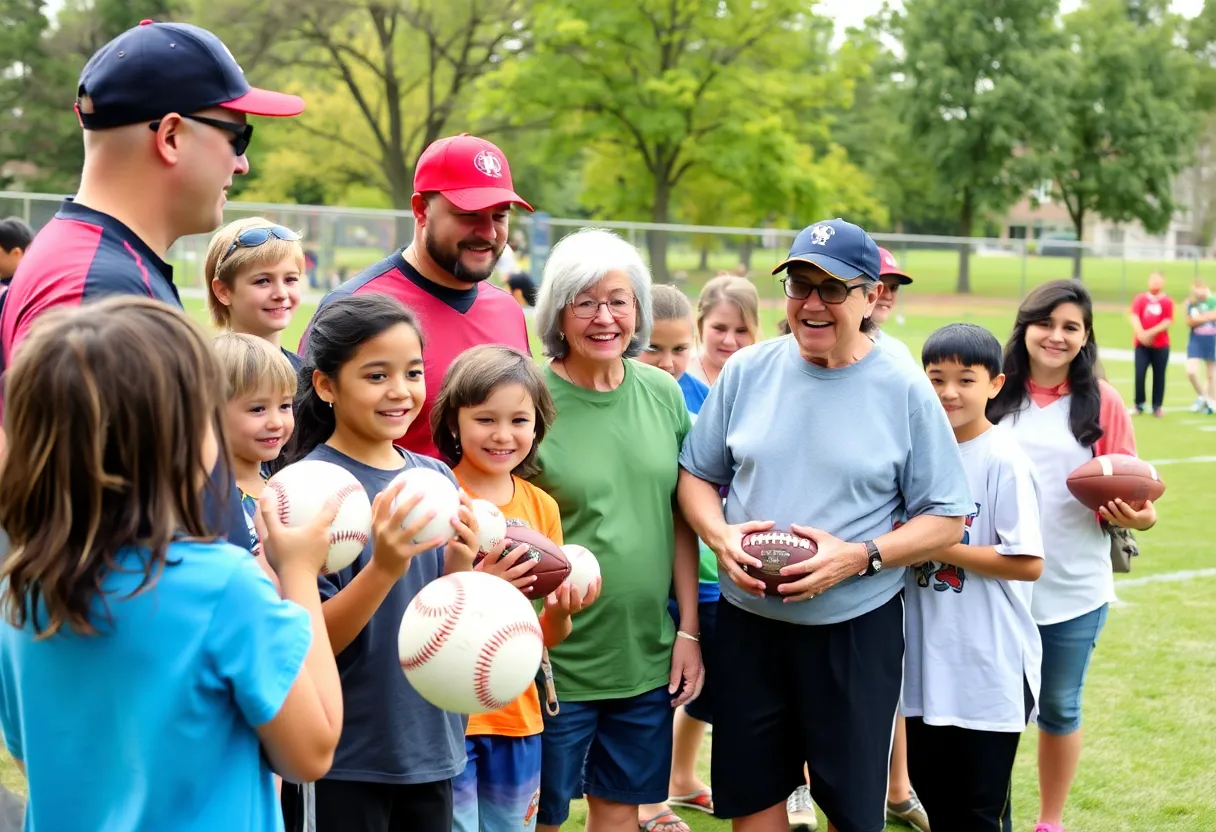Community event celebrating the legacy of Coach Mike Dodd with families and athletes.
