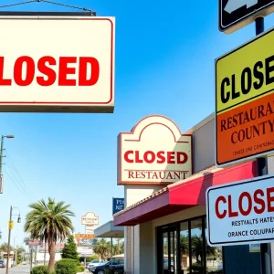 Collage of closed restaurant signs in Orange County