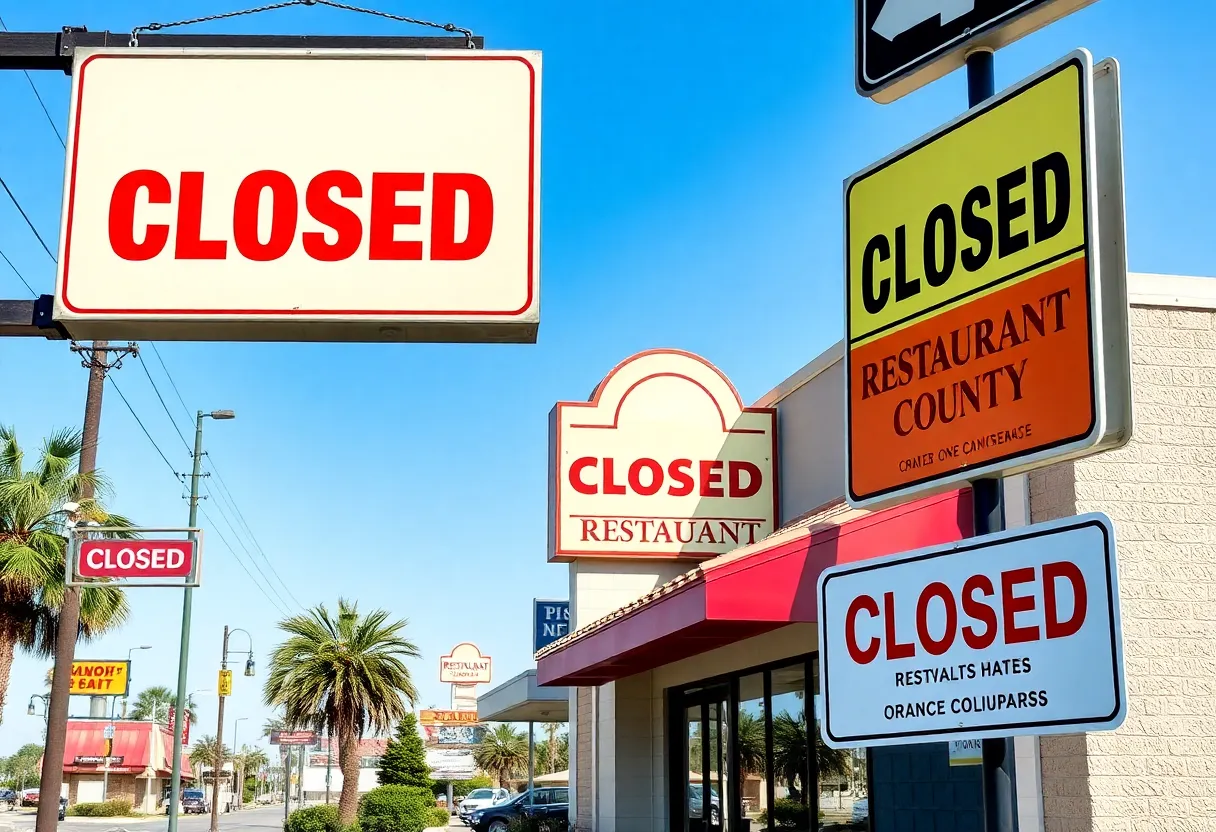 Collage of closed restaurant signs in Orange County