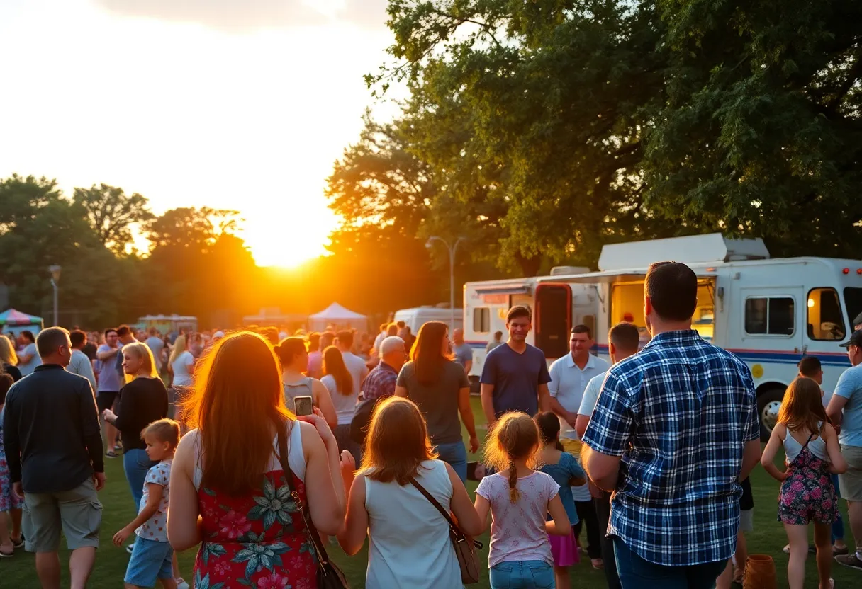 Families enjoying the Costa Mesa Concerts in the Park Series