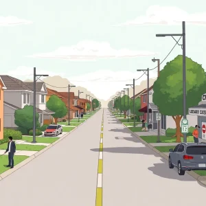 Illustration depicting the effects of ICE raids on a community's economy, with empty streets and concerned residents.