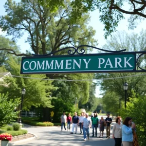 Entrance to Ed Arnold Way with new street sign