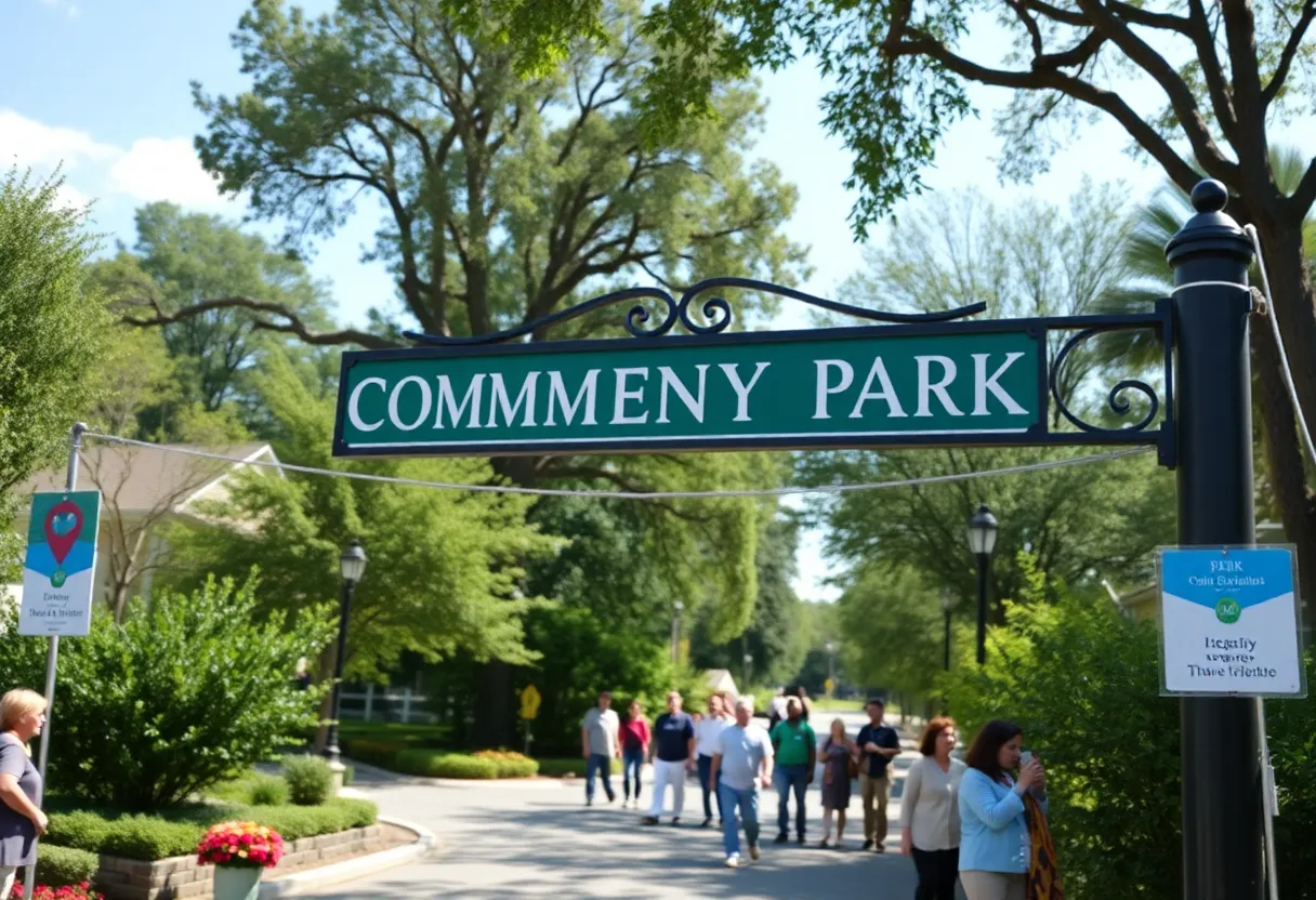 Entrance to Ed Arnold Way with new street sign