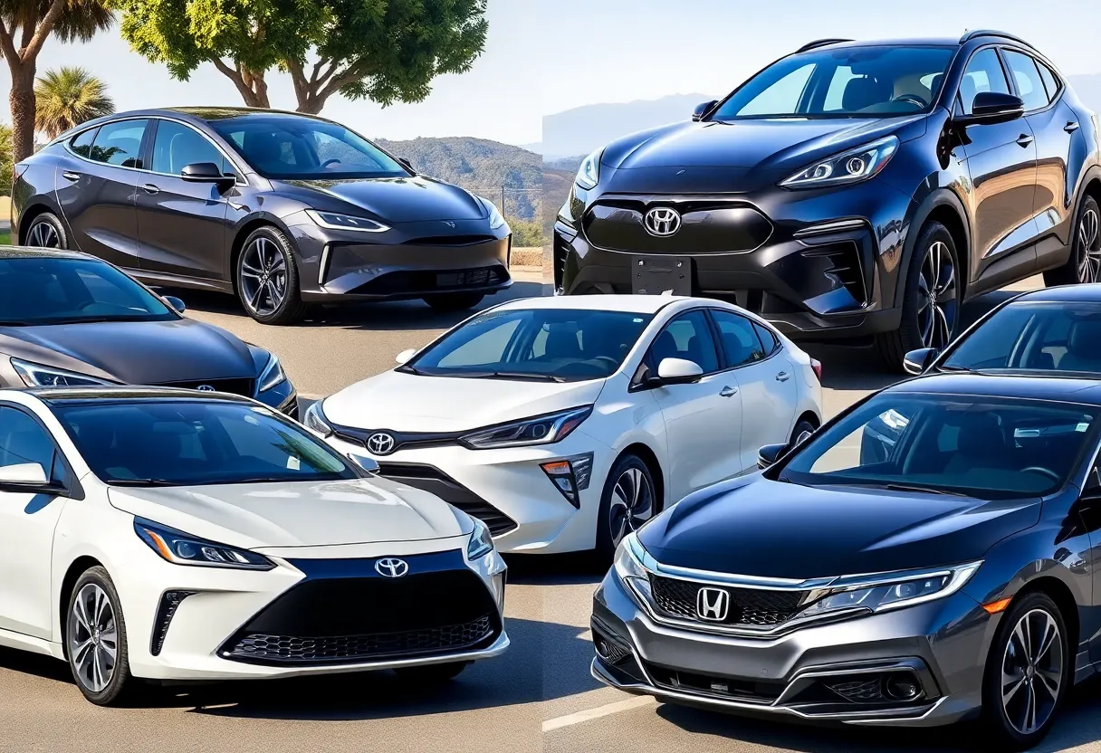 Various electric vehicles in California, highlighting diverse options for consumers.