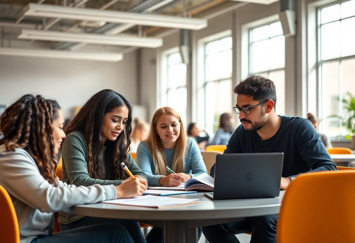 Students collaborating in a study environment, showcasing support and empowerment for foster youth education