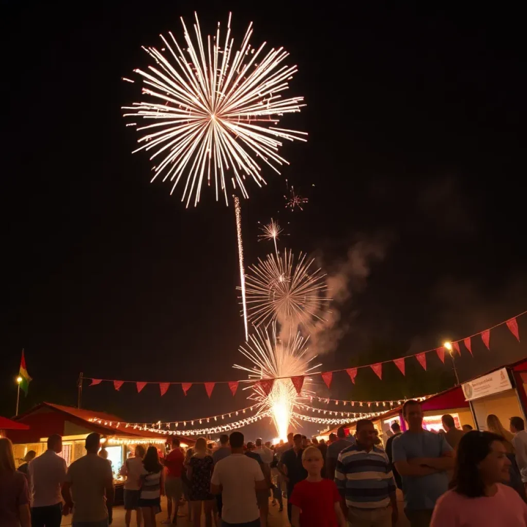 Colorful fireworks illuminating the night sky during Independence Day celebrations