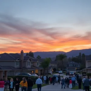 Serene sunset over a Fountain Valley neighborhood