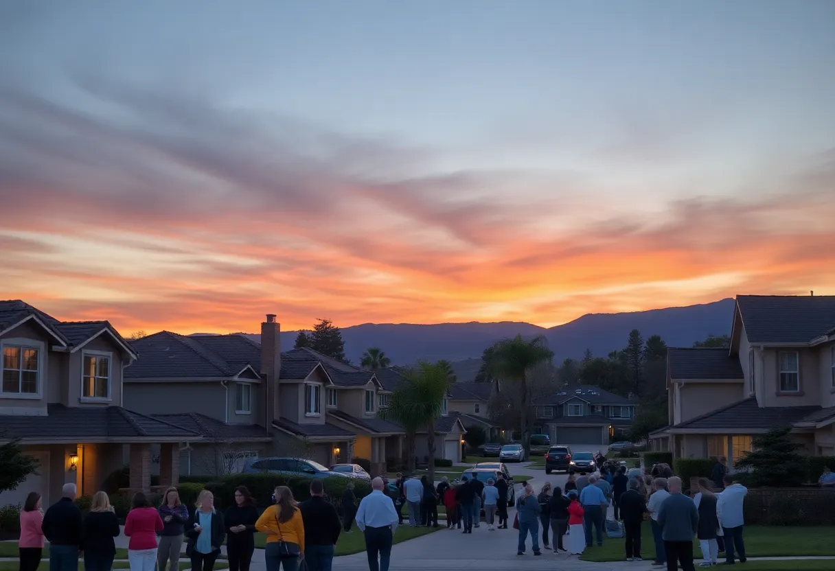 Serene sunset over a Fountain Valley neighborhood