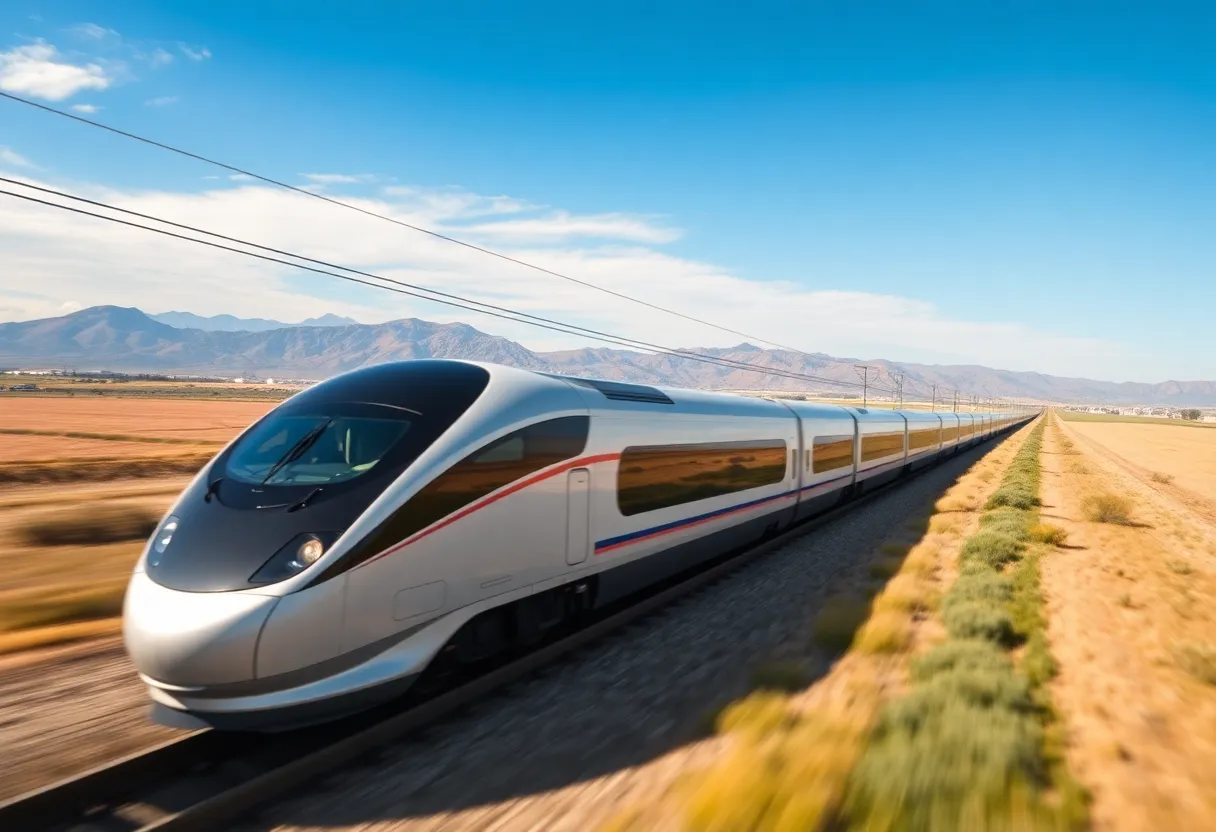 High-speed train in the California Central Valley