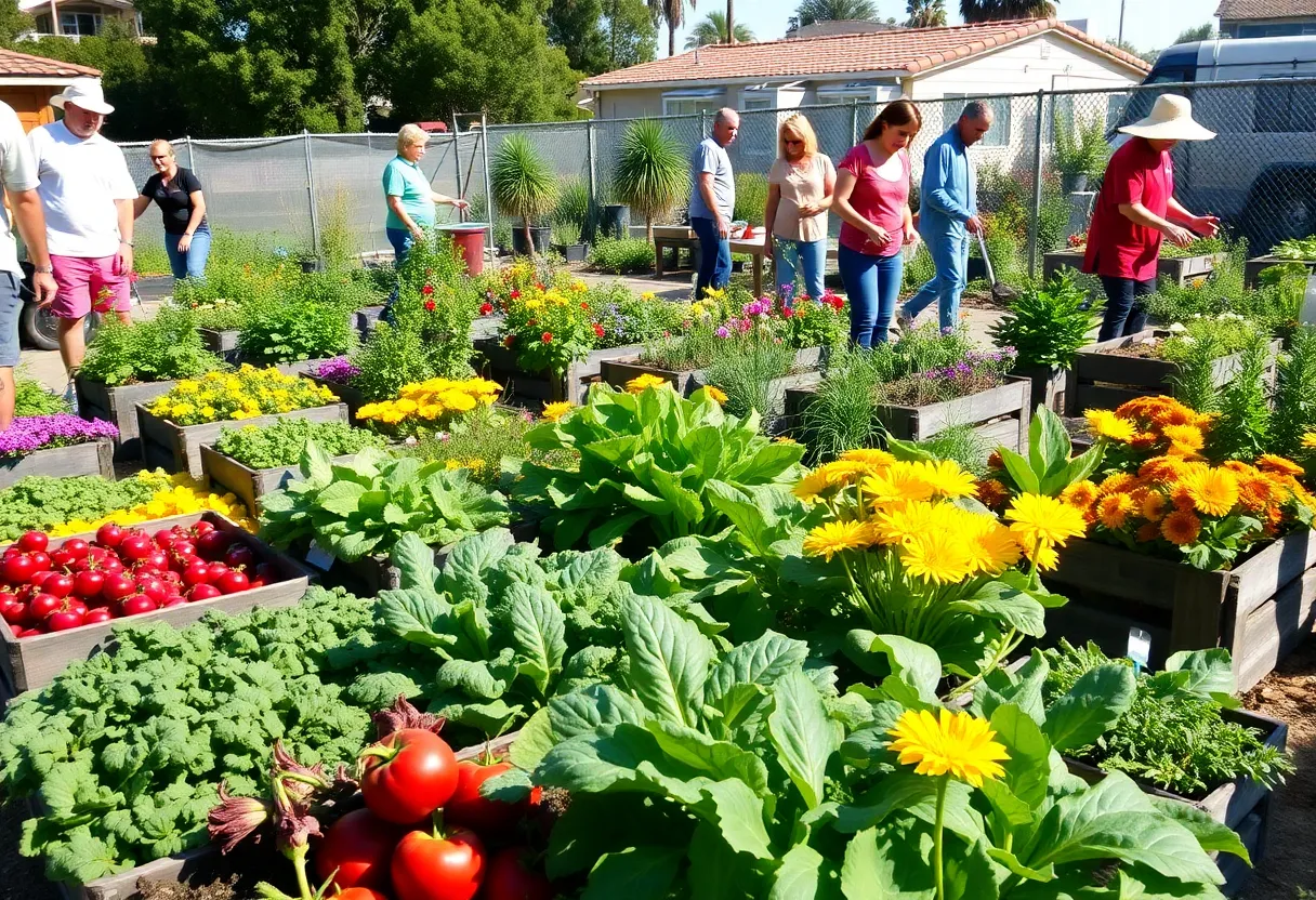 Residents participating in the Huntington Beach community garden.