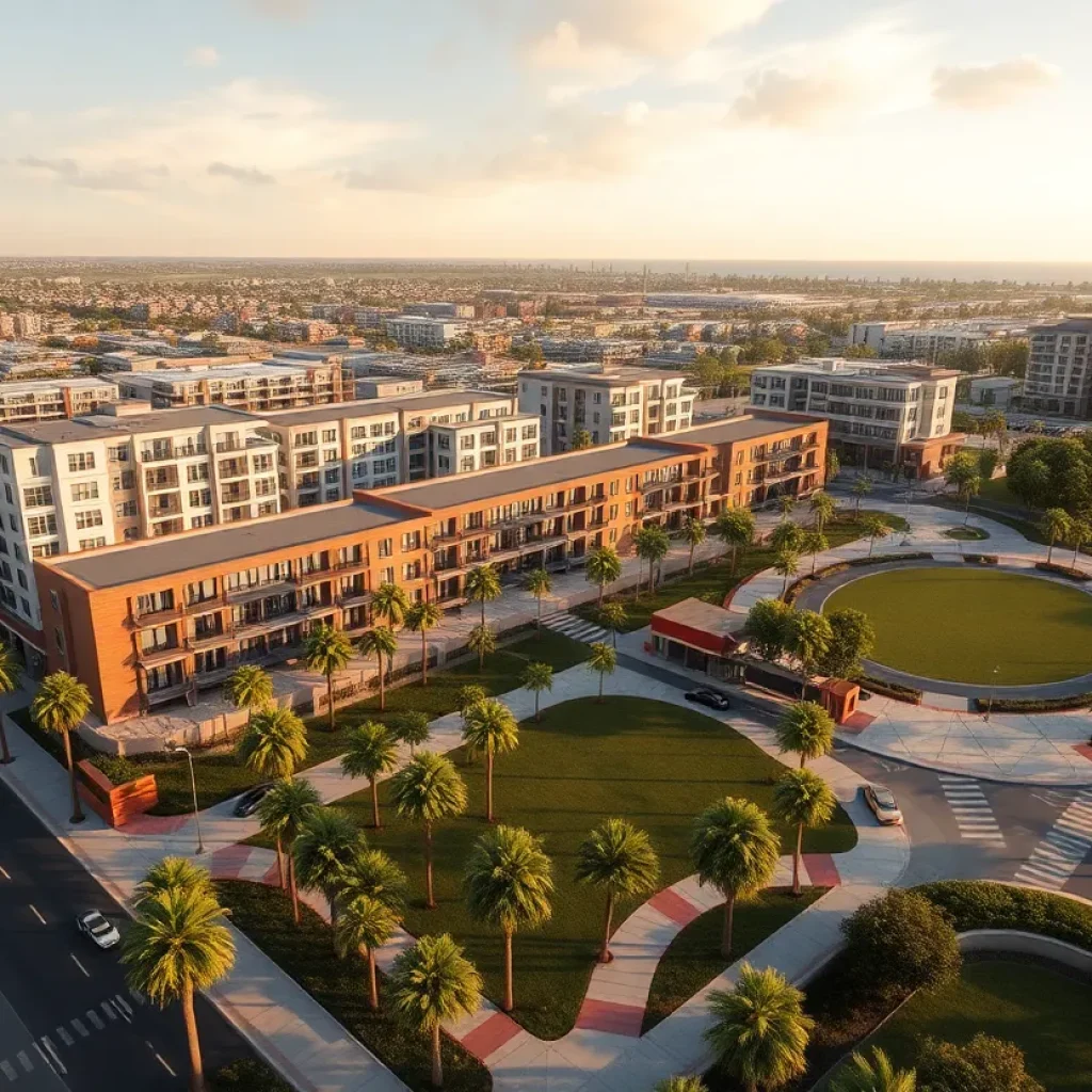 A visual representation of the proposed Huntington Beach mixed-use redevelopment.