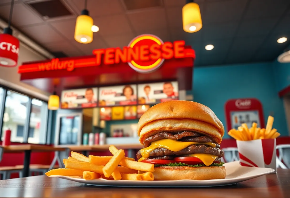 In-N-Out Burger restaurant in Tennessee with customers enjoying meals.