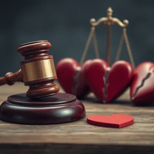 Symbol of justice in a domestic violence case