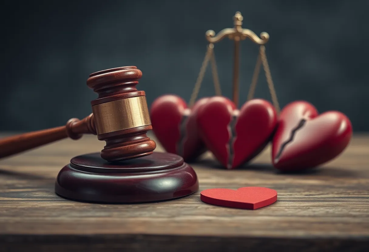 Symbol of justice in a domestic violence case