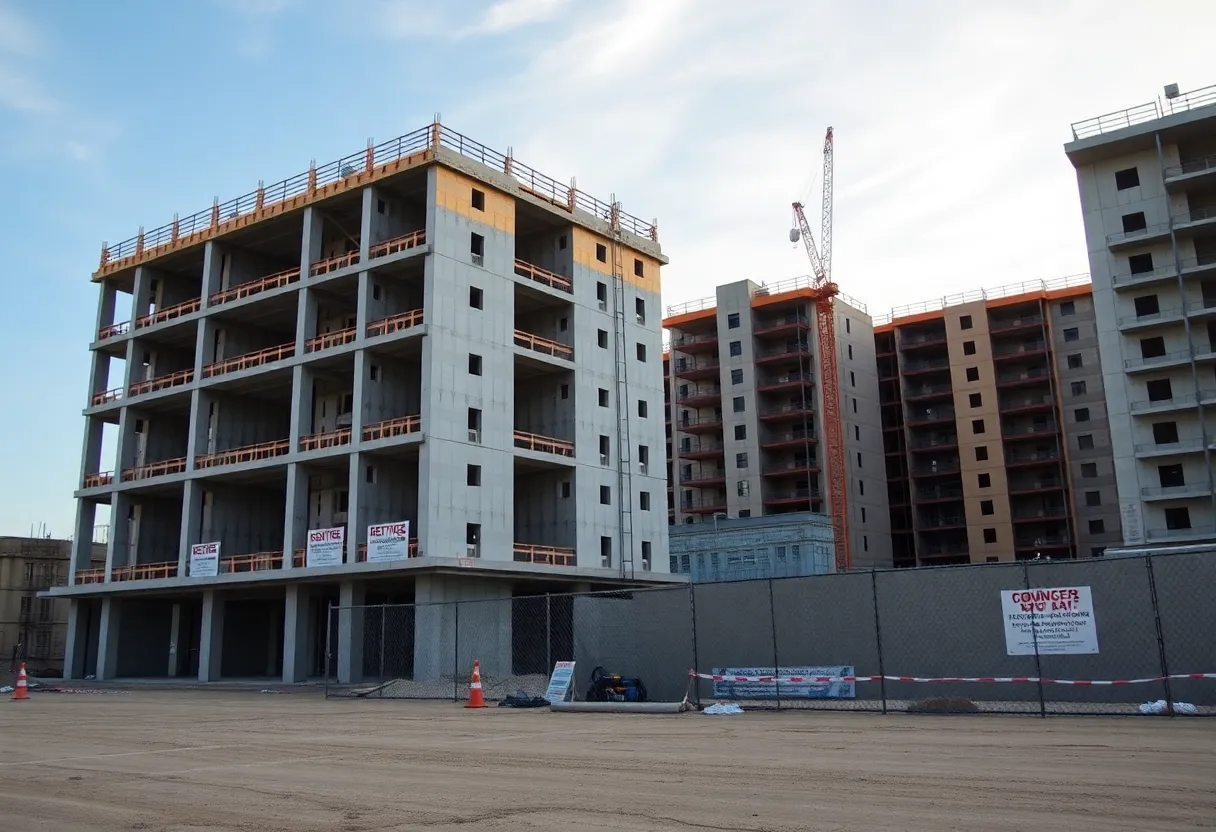 A Los Angeles construction site showing limited workers due to labor shortage