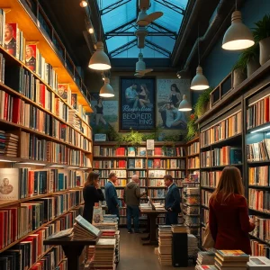 Interior view of Mystic Box Bookshop showcasing adult romance literature.