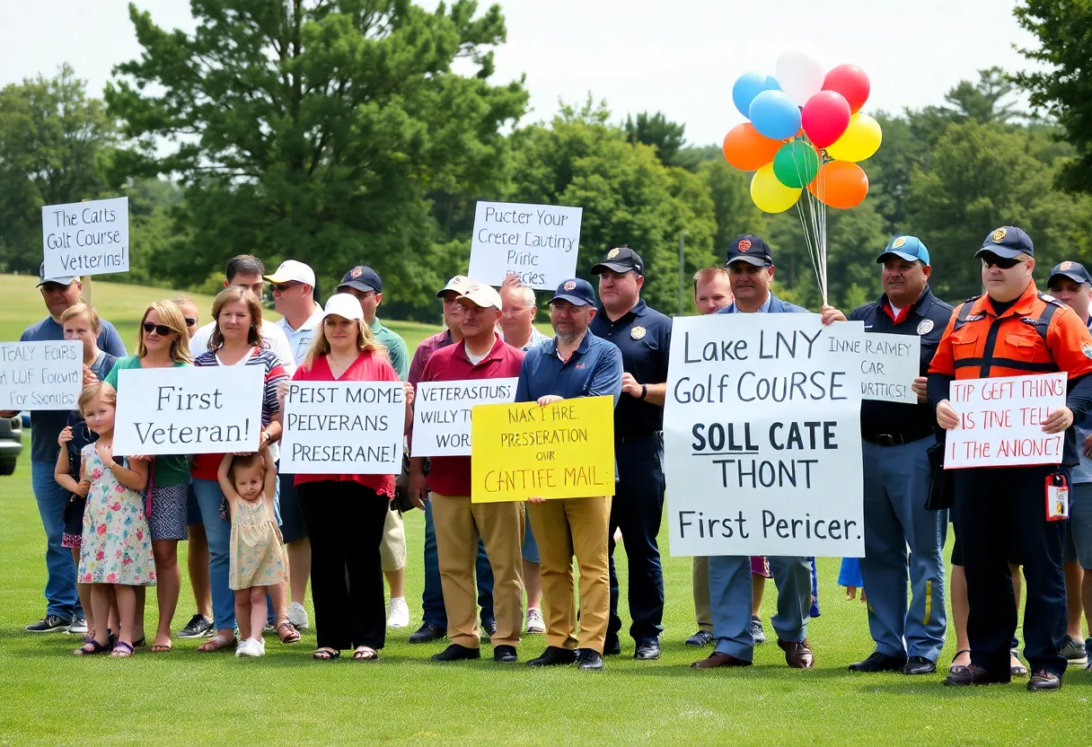 Community rally at Newport Beach Golf Course to protect it from development.