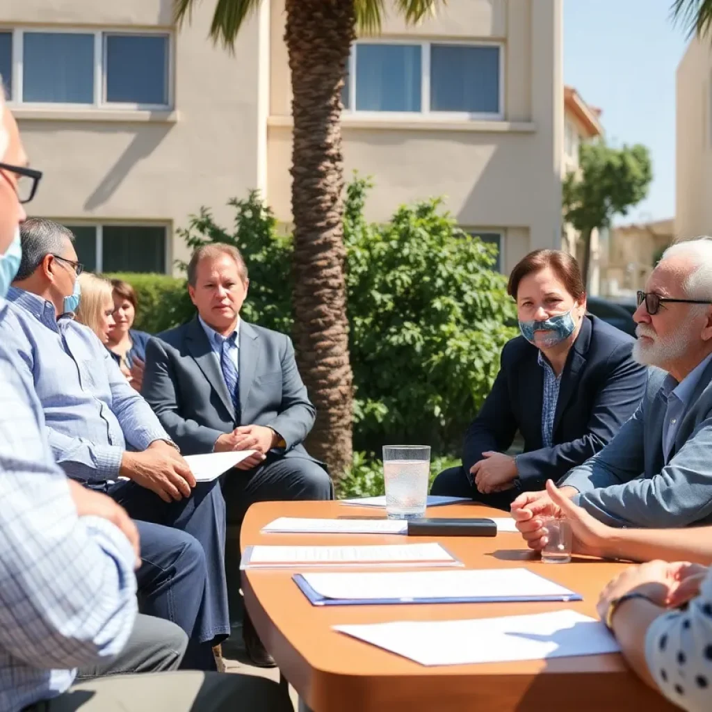 Community meeting discussing homelessness strategies in Orange County