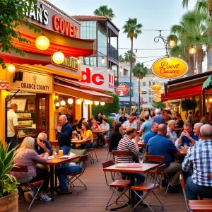 Outdoor restaurant scene in Orange County