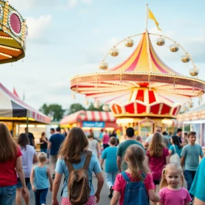 Families enjoying rides at the Orange County Fair