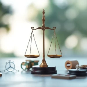 Symbol of justice reform with a balanced scale