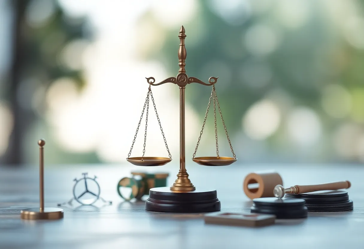 Symbol of justice reform with a balanced scale