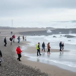 Evacuated beach in Orange County during tsunami advisory