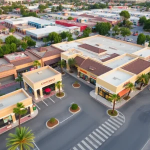 Aerial view of a retail shopping center in Rancho Mission Viejo, California.