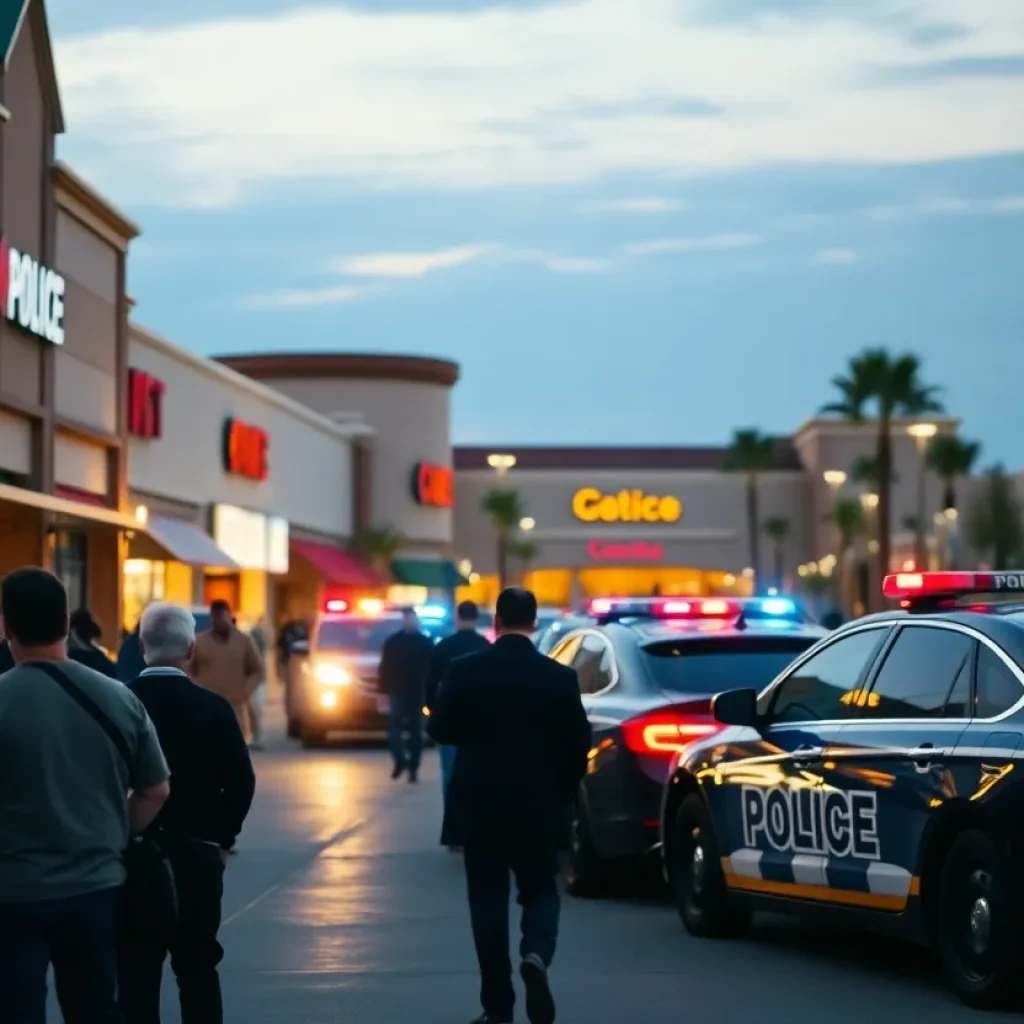 Scene of armed robbery in Santa Ana with police presence.
