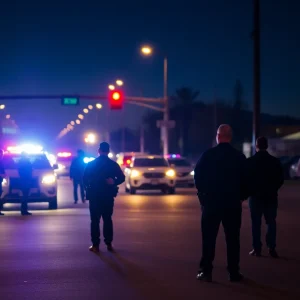 Police and emergency responders at the scene of a late-night stabbing in Santa Ana.