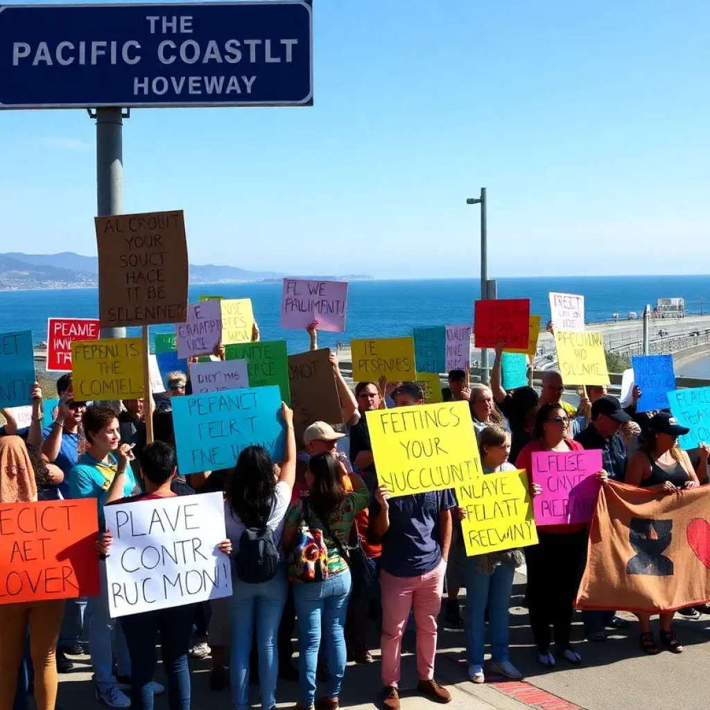 Protesters rallying along Pacific Coast Highway in South Orange County