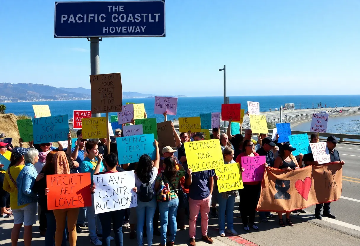 Protesters rallying along Pacific Coast Highway in South Orange County