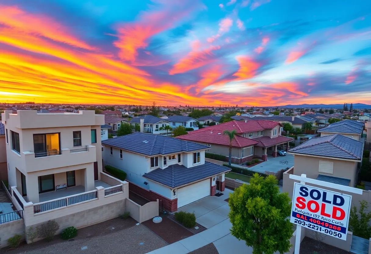 Suburban homes in Southern California with sold signs