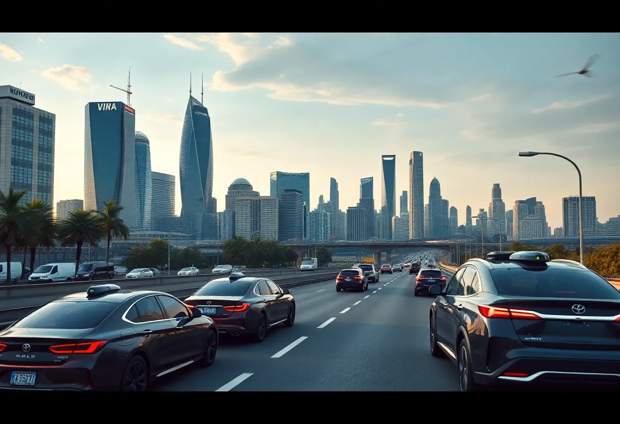 Tesla self-driving cars on city streets