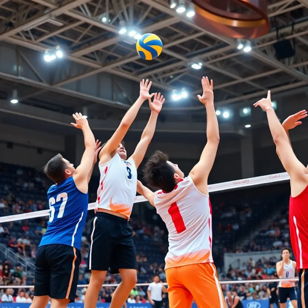 Men's volleyball match between UCLA and opponents