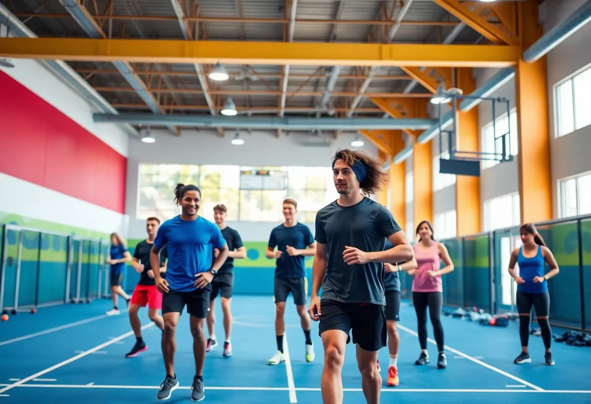 Athletes training at Vanguard University's new athletic facility