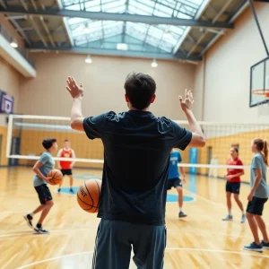 Athletic students training at Vanguard University's sports facility