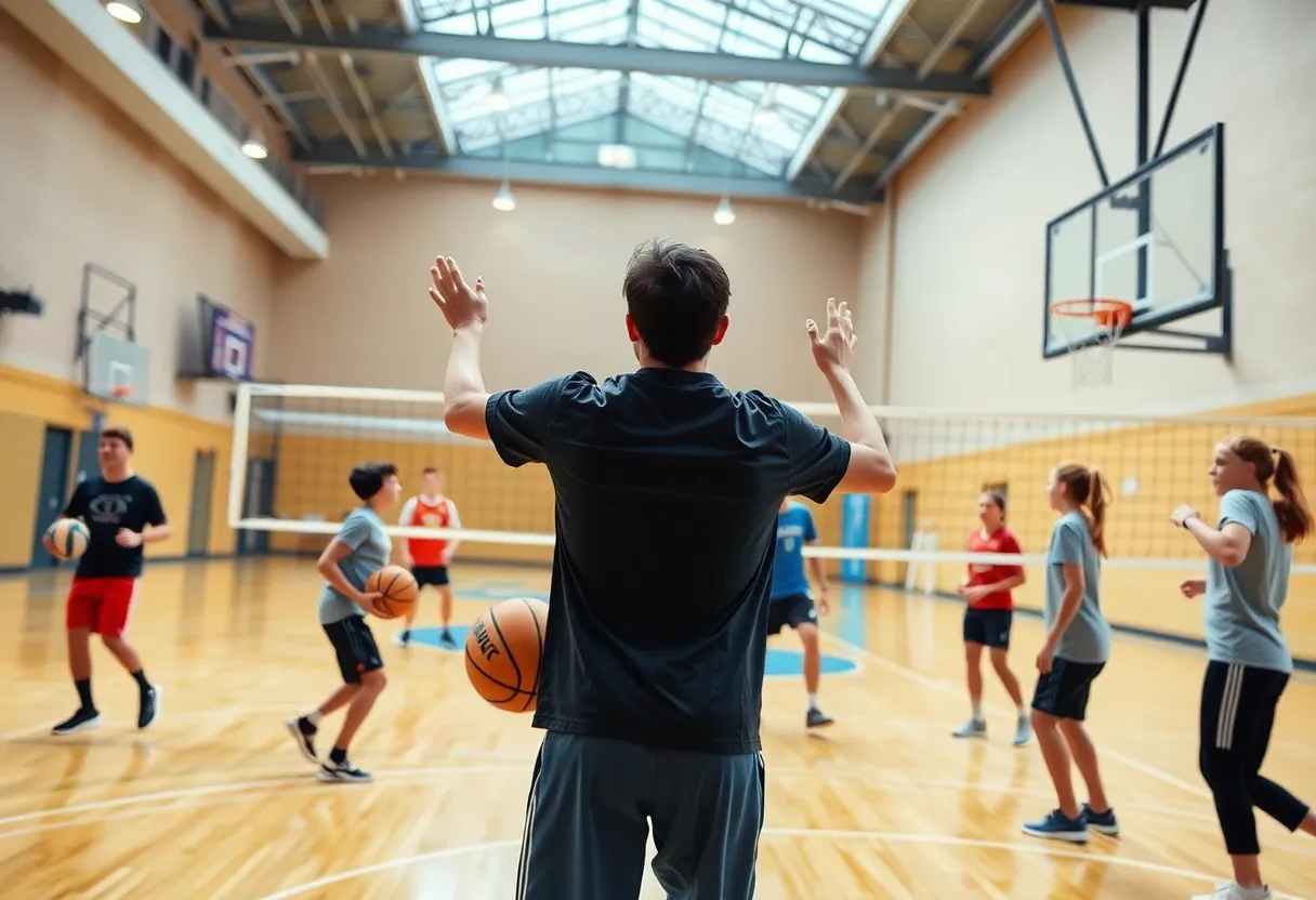Athletic students training at Vanguard University's sports facility