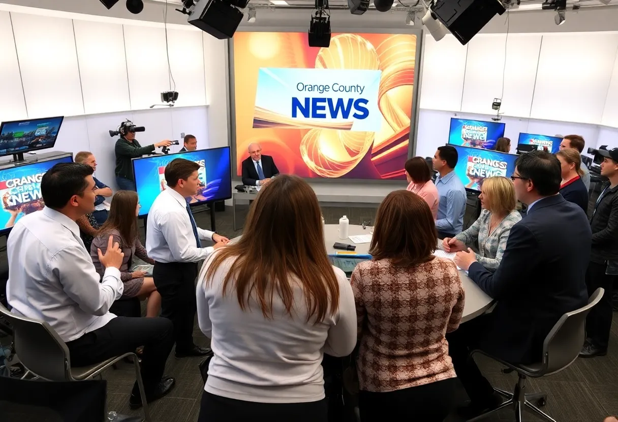 Diverse team of reporters working in the ABC7 Los Angeles newsroom