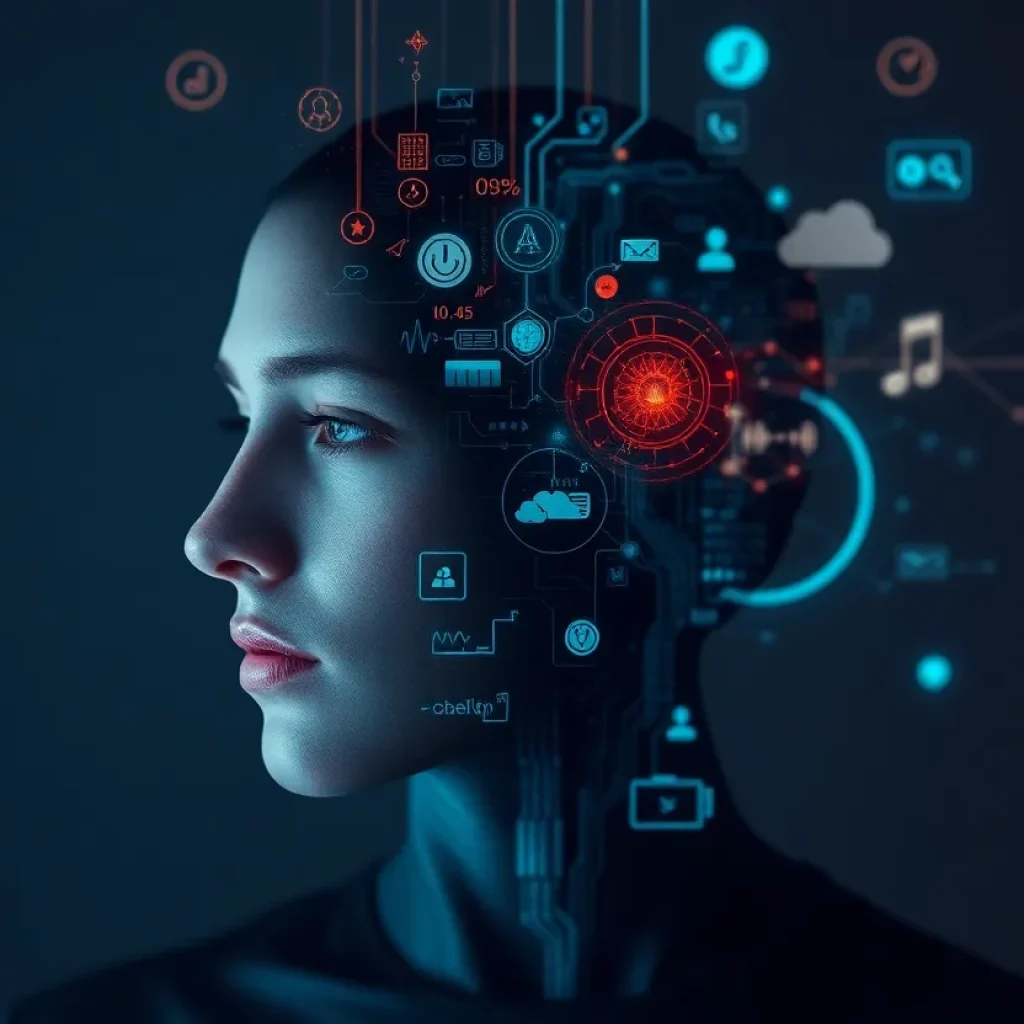 Abstract image depicting the intersection of technology and mental health.