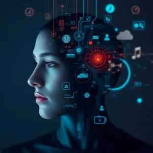Abstract image depicting the intersection of technology and mental health.