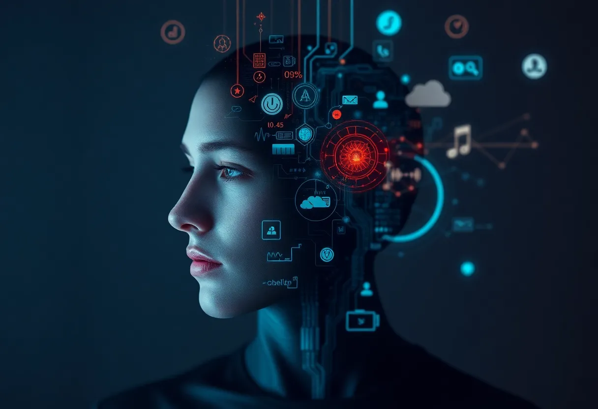 Abstract image depicting the intersection of technology and mental health.