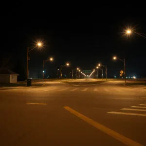 Empty intersection in Anaheim where the hit-and-run occurred