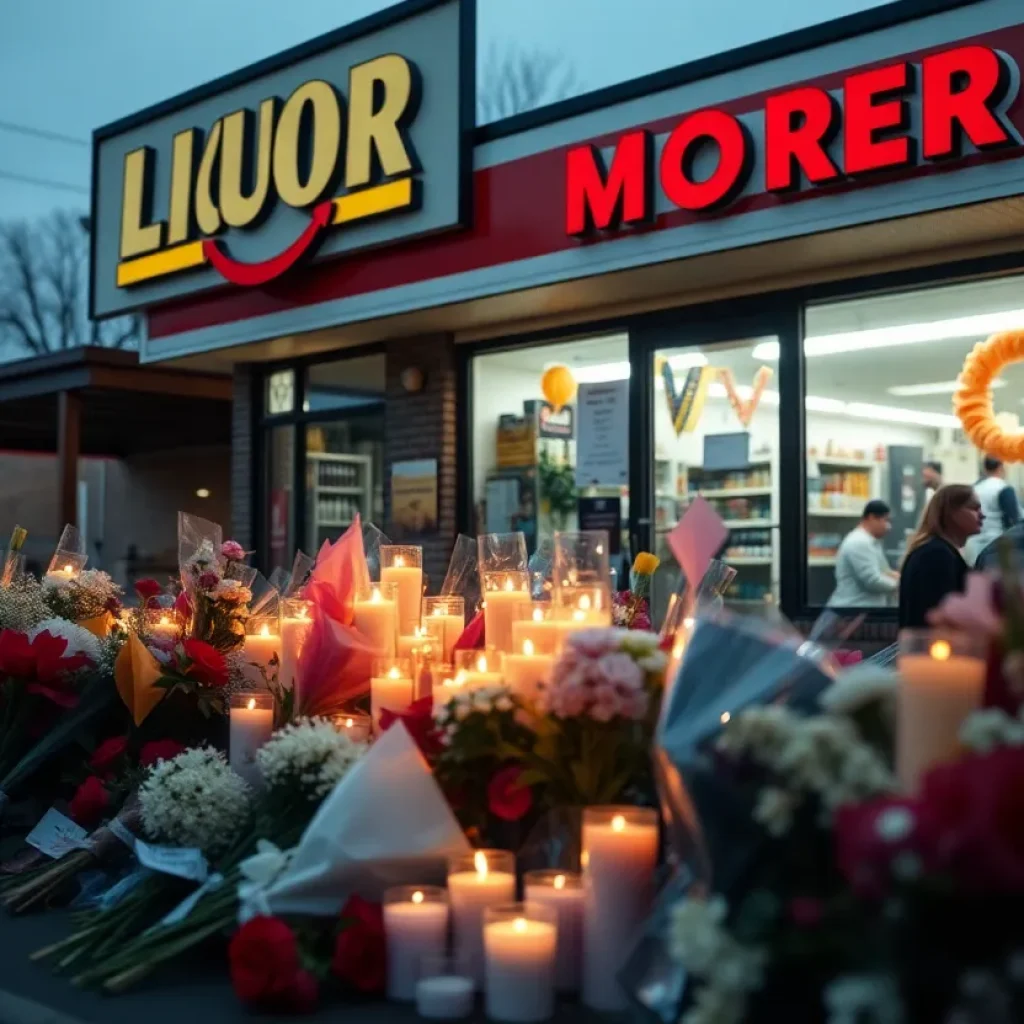 Memorial for Salvador Ramirez outside a liquor store in Anaheim.