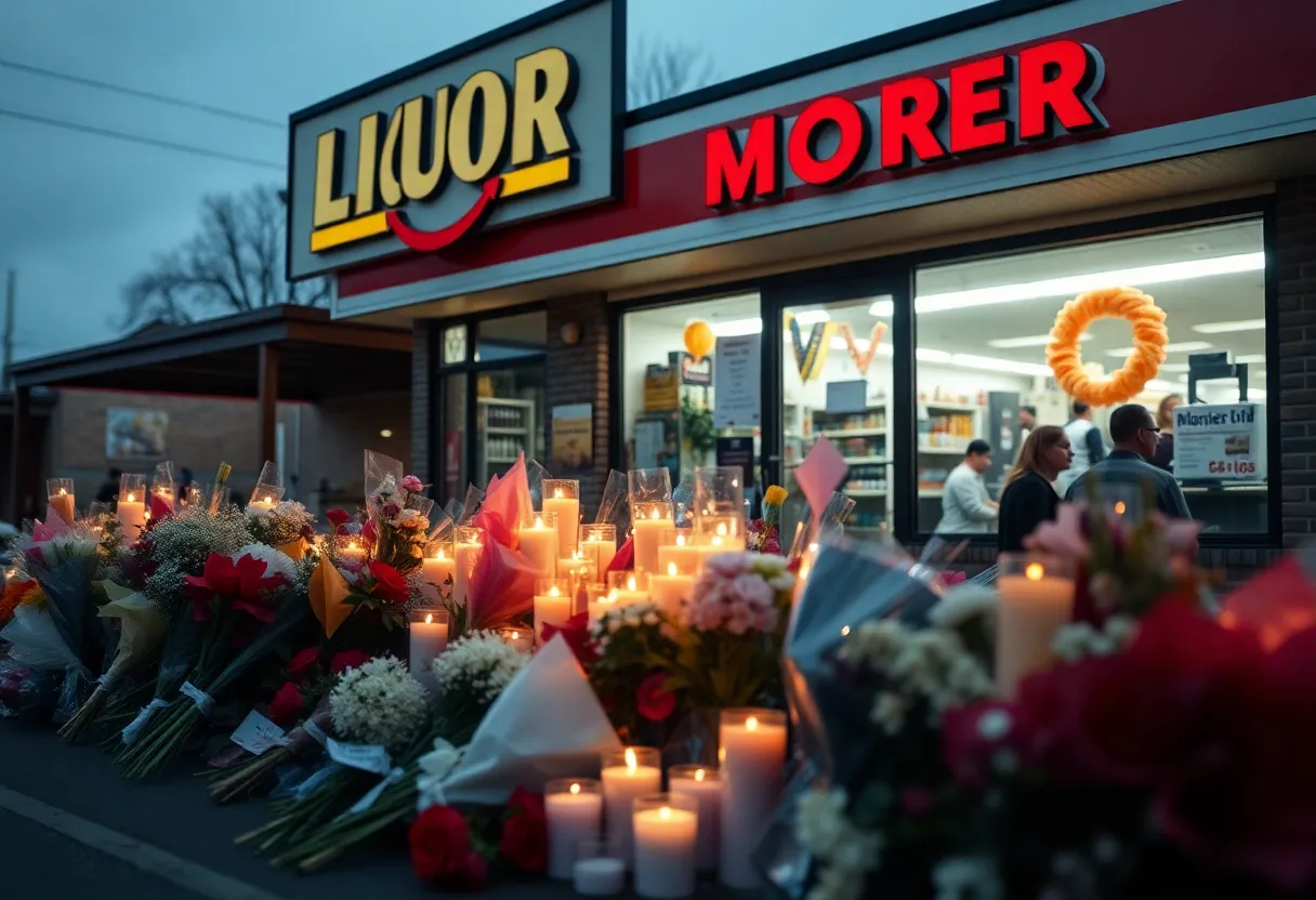Memorial for Salvador Ramirez outside a liquor store in Anaheim.