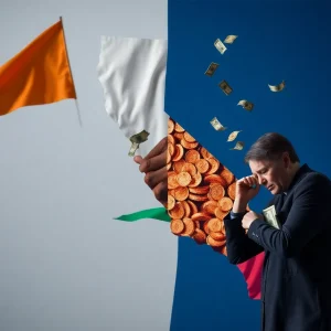 Artistic depiction of California's secession campaign amidst financial challenges