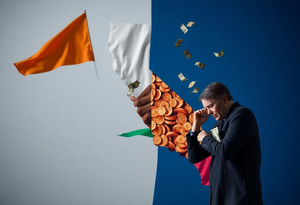 Artistic depiction of California's secession campaign amidst financial challenges