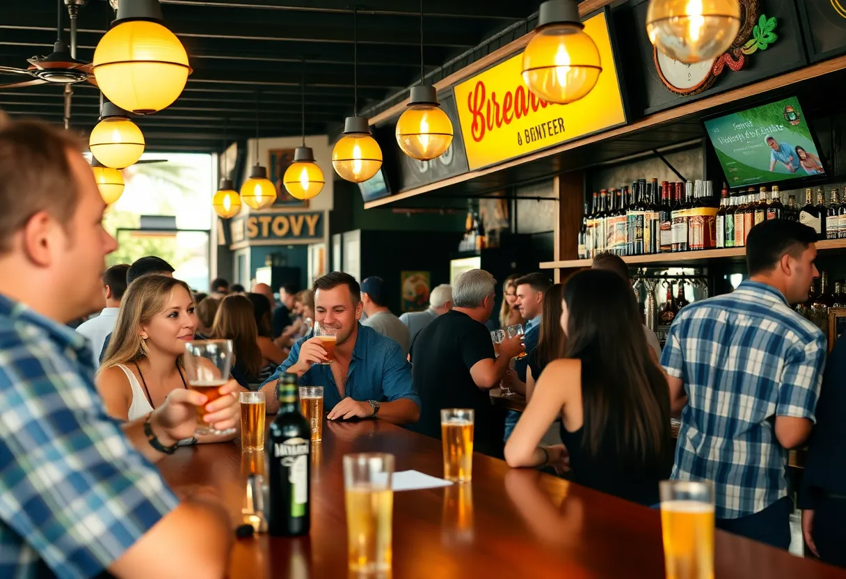 People enjoying drinks in a California bar