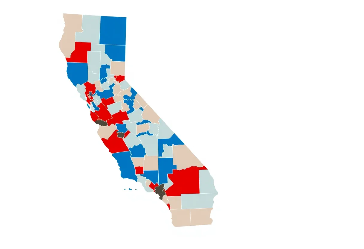 Map showing proposed changes to California's congressional districts